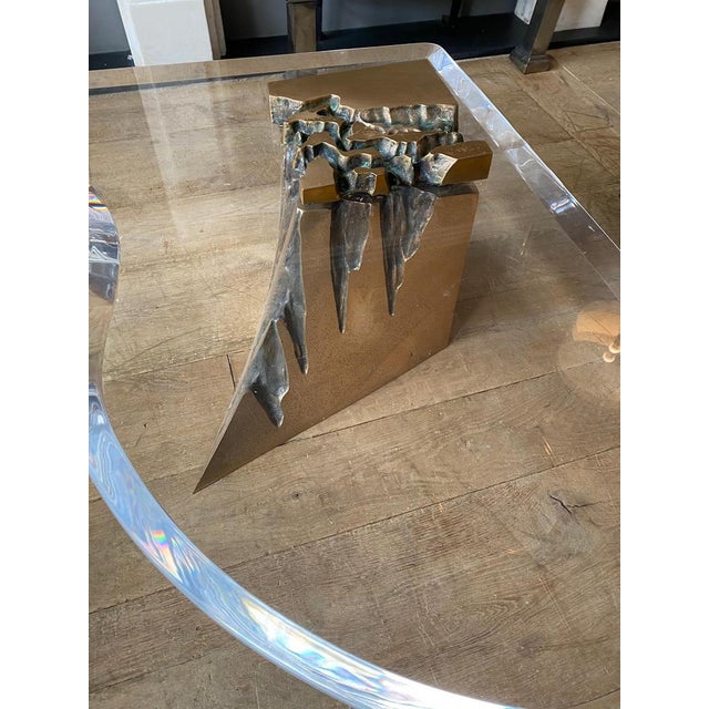 1970s Large Coffee Table in Brass and Acrylic Glass, 1970s, Set of 2 For Sale - Image 5 of 18