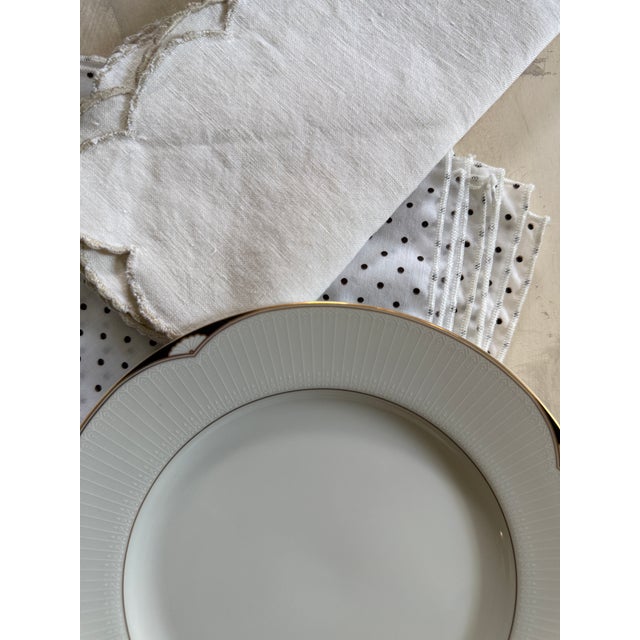 1980s Oscar De La Renta Black and White 7.5” Plates in Aegean Pattern - Set of 4 For Sale - Image 10 of 12