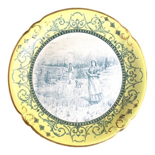 Victorian Pastoral Transferware Wall Charger Plate - Late 1800s For Sale