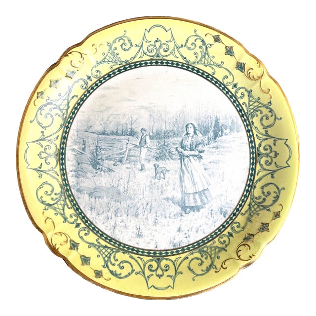 Victorian Pastoral Transferware Wall Charger Plate - Late 1800s For Sale