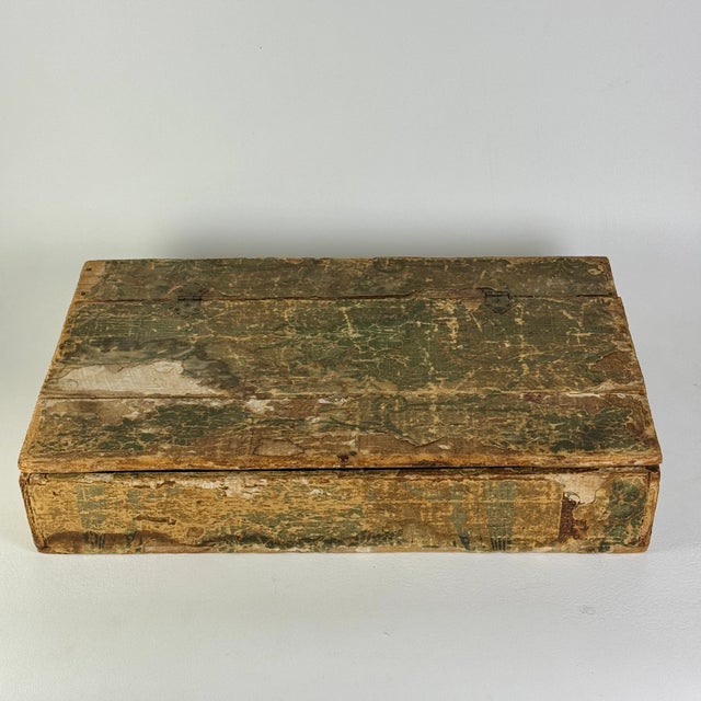 Early 20th Century Antique Wood Cabinet/Cupboard With Old Decorative Paper Covering Surface For Sale - Image 5 of 12