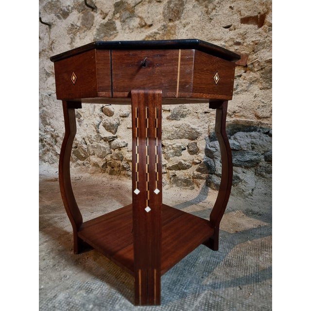 Inlaid Side or Sewing Table in Mahogany and Mixed Woods, France, 1930s-1950s For Sale - Image 16 of 18