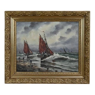 L. Henry, Fishing, Late 19th Century, Oil on Canvas, Framed For Sale