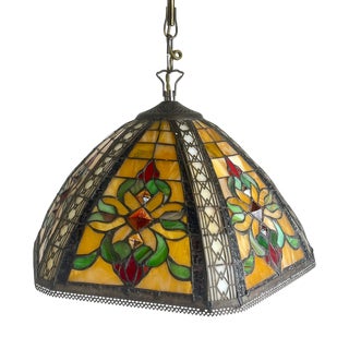 Tiffany Stained Glass Pendant Light, 1960s For Sale