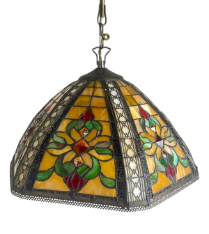 Tiffany Stained Glass Pendant Light, 1960s