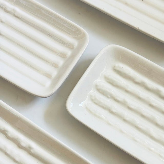 Cream California Pottery Asparagus Plates - Set of 4 For Sale - Image 8 of 11