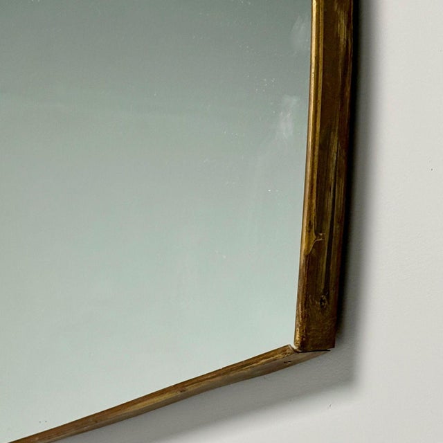 Osvaldo Borsani Attr, Monumental Wall Mirror, Tinted Mirror, Brass, Italy, 1940s For Sale - Image 12 of 14