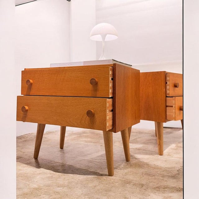 Ikea vintage oak bedside tables, set of two, denmark, 1970s set of two danish bedside tables executed in oak and...