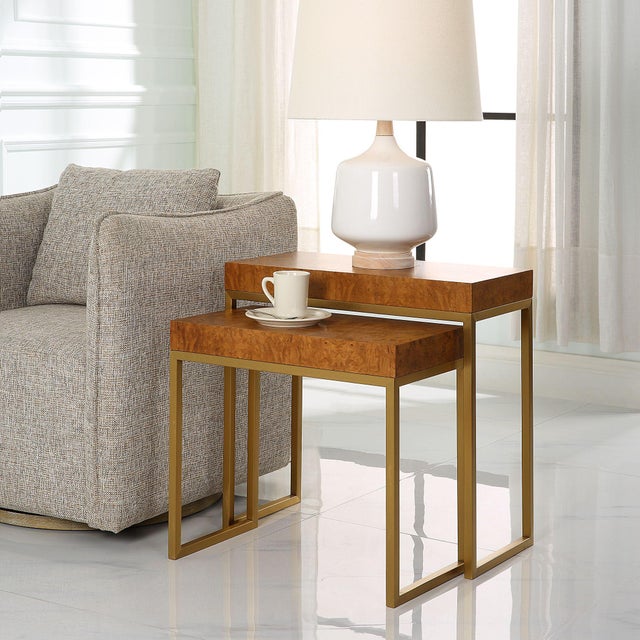 Timeless Yet Modern, The Burl-esque Nesting Tables Feature Mappa Burl Veneer In Rich Pecan With Subtle Sheen. The...