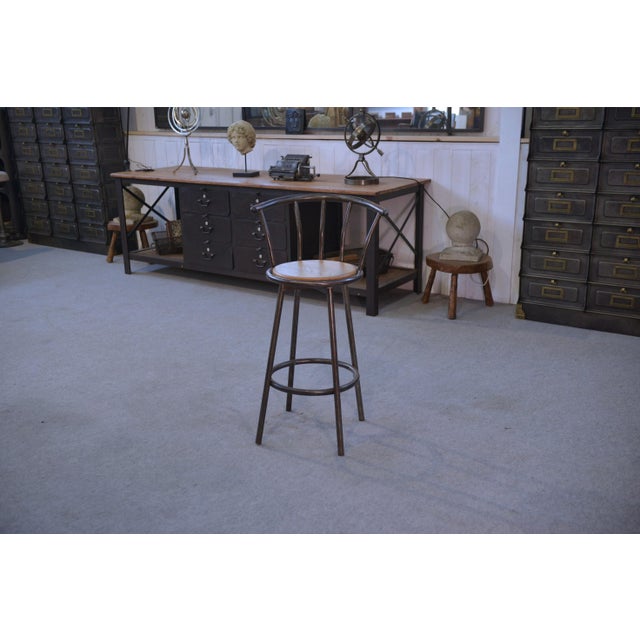 Industrial Stool with Oak Seat, 1960s For Sale - Image 9 of 9