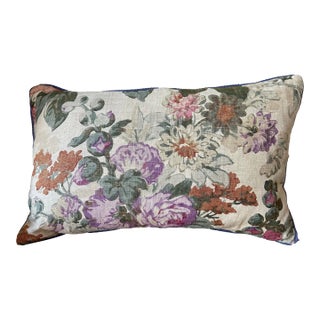 Vintage Floral Printed Linen Pillow For Sale