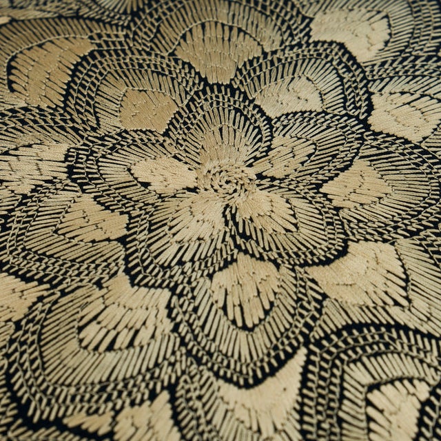 Schumacher Schumacher Lotus Embroidery 18" Pillow in Gold For Sale - Image 4 of 5