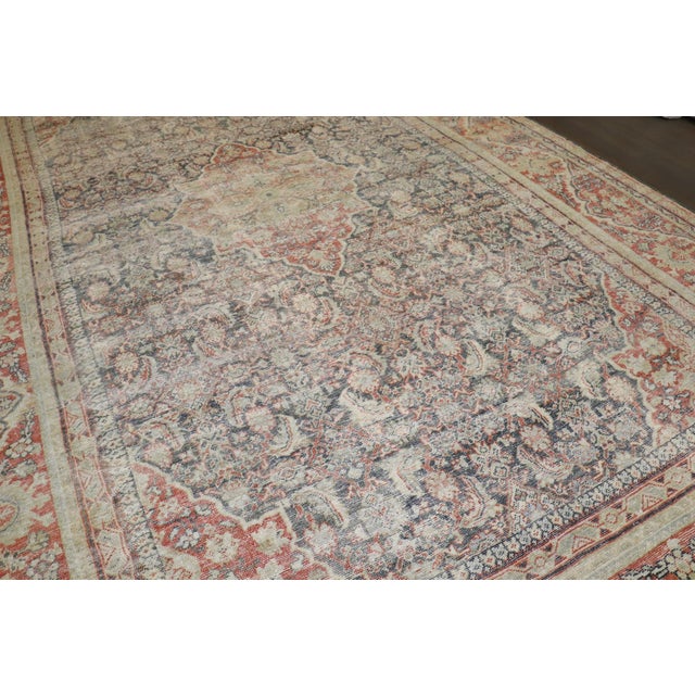 Early 20th Century Worn Persian Mahal Oversize Rug - 10'7" x 16'11" For Sale - Image 9 of 12