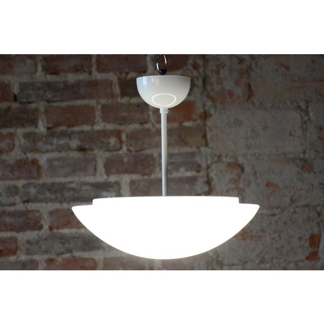 Mid-Century Chandelier in Lacquered Metal and Opal Glass, Czech, 1960s For Sale - Image 6 of 9