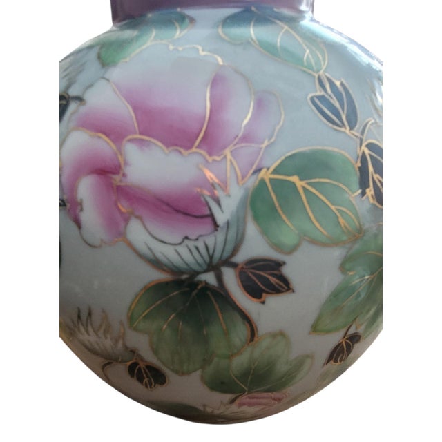 Chinoiserie Vintage Lidded Asian Floral Ginger Jar For Sale - Image 3 of 7