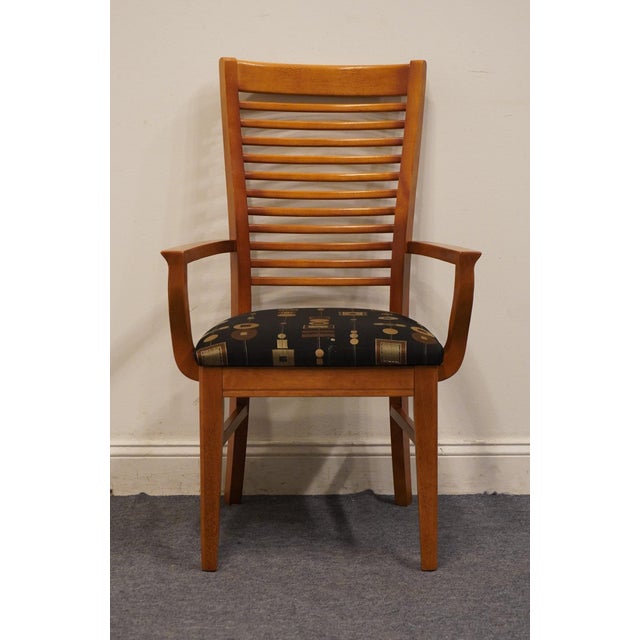 Mission Bassett Furniture Cherry Contemporary Mission Style Dining Arm Chair For Sale - Image 3 of 9