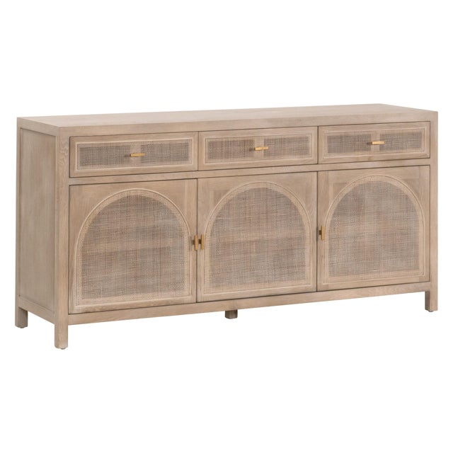 Cane Media Cabinet, Smoke Gray Oak For Sale - Image 9 of 12