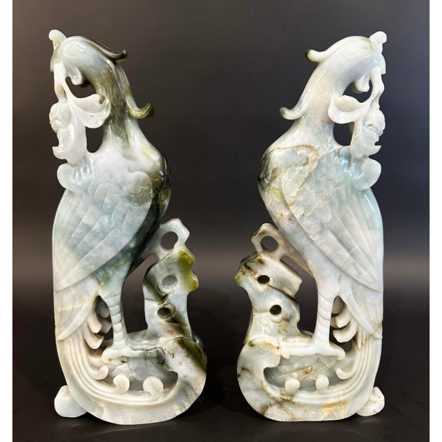 Gemstone Early 20th Century Jade Pheasant Statue For Sale - Image 7 of 11