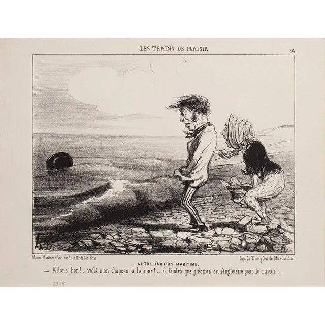 Other maritime emotion is a b / w lithograph (n.14) from the satirical print series ''the pleasure train'' composed of...