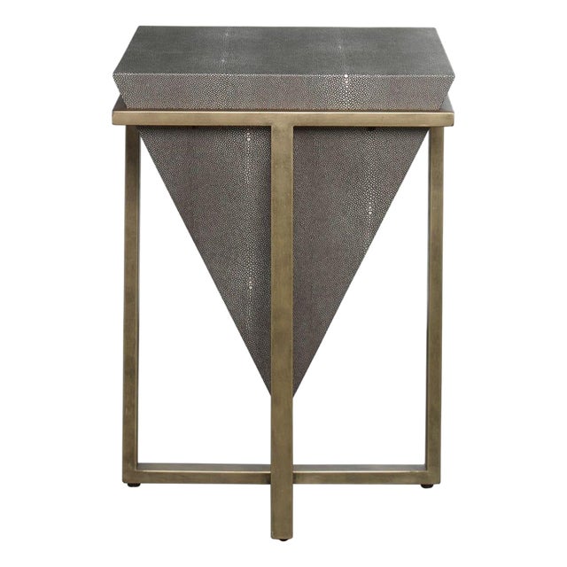 Geometric Shagreen Accent Table For Sale