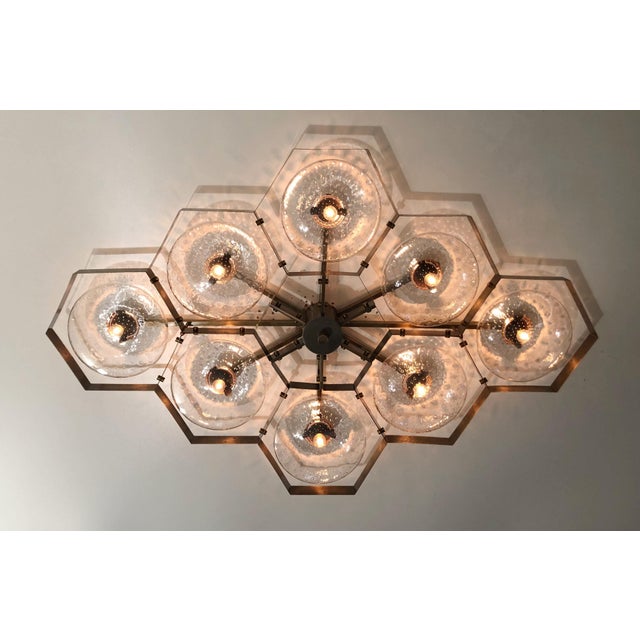 Italian 21st Century Hive Bronze Clear Bubbles Murano Flush Mount by Fabio LTD For Sale - Image 3 of 5