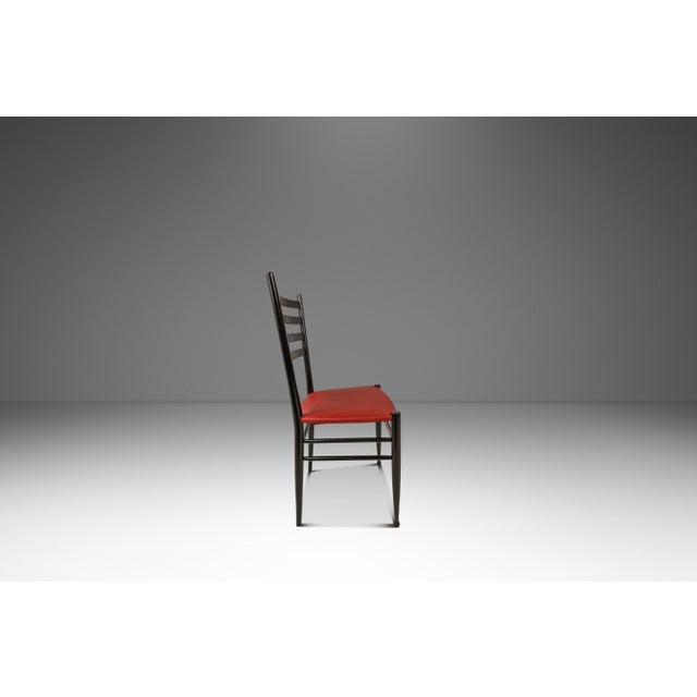 1960s Set of Twelve (12) Mid-Century Italian Modern Bespoke Dining Chairs W/ New Vinyl Upholstery Designed After Gio Ponti, Italy, C. 1960's For Sale - Image 5 of 18