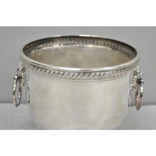 Mid 20th Century Poole English Regency Silver Plated Lion Head Champagne Chiller Ice Bucket For Sale In Philadelphia - Image 6 of 17