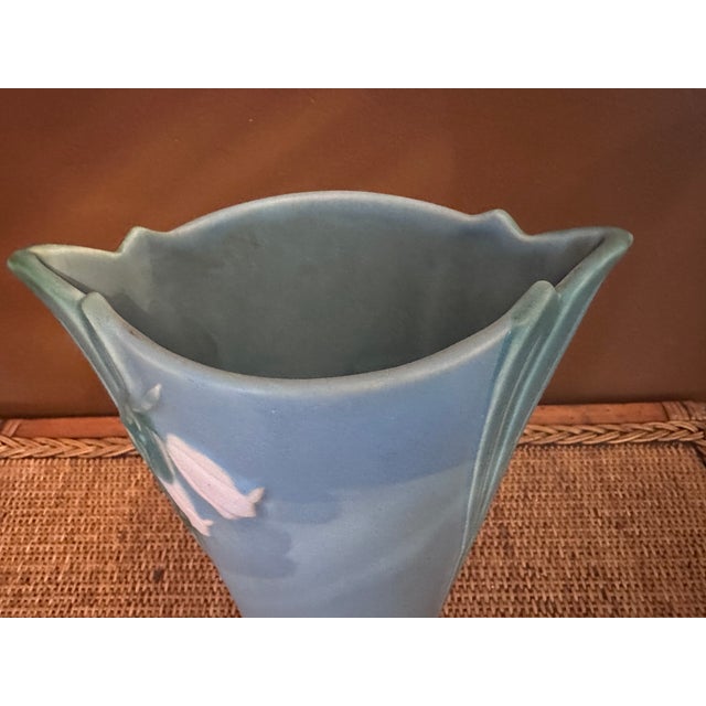 Art Deco Vintage Weller Art Pottery B-11 Lily of the Valley Blue 12" For Sale - Image 3 of 8
