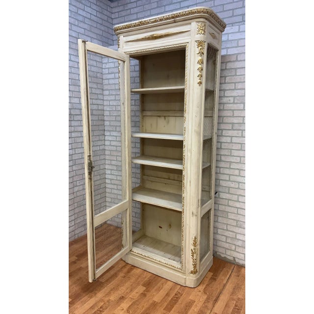 Vintage Parisian Carved White and Gold-Leaf Display/Curio Cabinet For Sale - Image 12 of 12