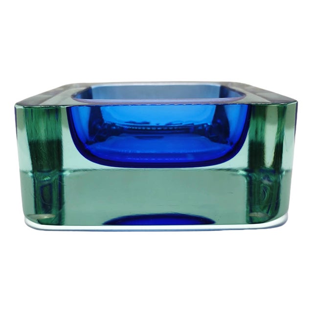 Large Square Handcrafted Ashtray or Catchall in Murano Glass, Italy, 1960s For Sale