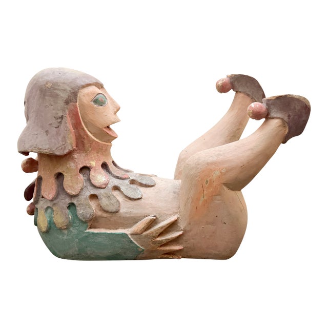 1980's Hand Carved Wooden Joker Sculpture For Sale