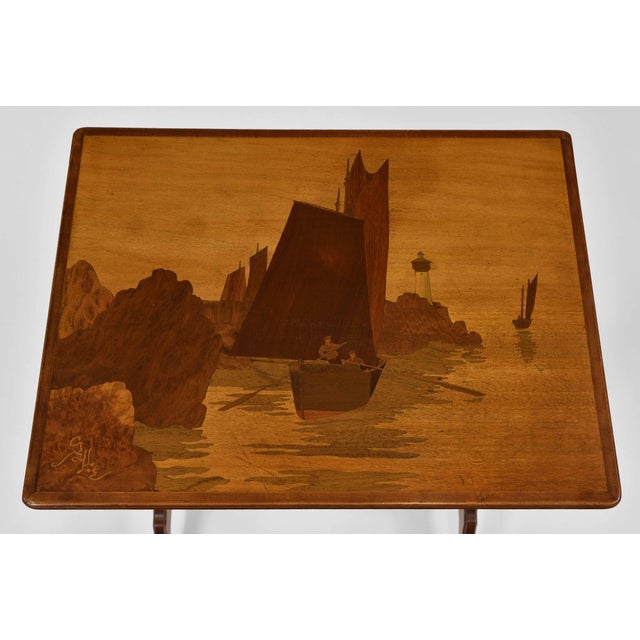 Art Nouveau Seascape Boats Nesting Tables by Emile Gallé, 1900s, Set of 4 For Sale - Image 10 of 18