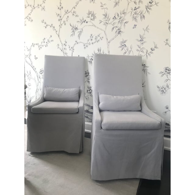 Restoration Hardware Belgian Slope Arm Slipcovered Side Chairs Pair Chairish