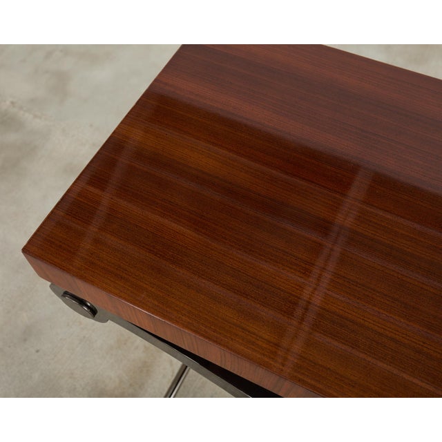 Brown Monumental Neoclassical Style Curule Iron Base Console Table For Sale - Image 8 of 12