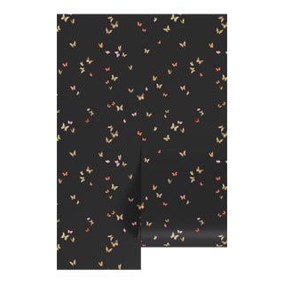 Butterfly Grove Grasscloth Wallpaper by House Party | Midnight Black | 8 Yards For Sale