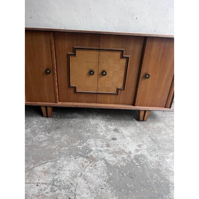 Art Deco Oak Sideboard with Geometric Doors, 1940s For Sale - Image 6 of 10