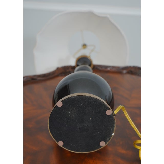 Modern Bulbous Ceramic & Brass Table Lamp For Sale - Image 11 of 11