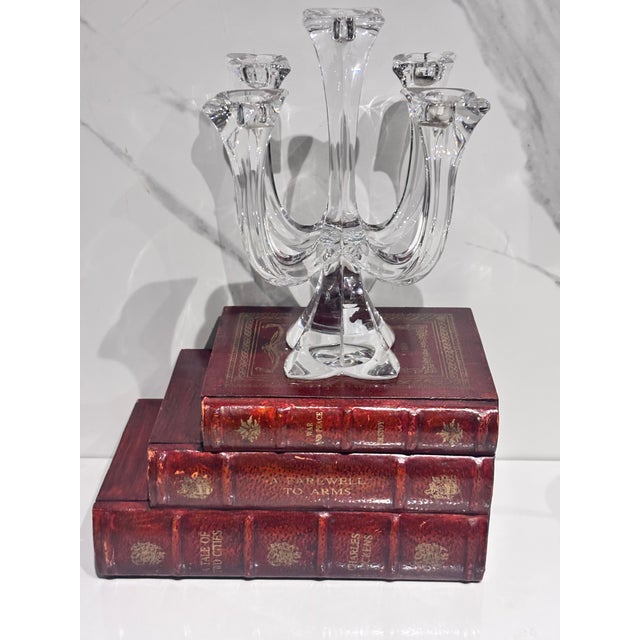 White Vintage Towle Crystal 5-Arm Taper Candleholder, Elegant Table Decor For Sale - Image 8 of 11