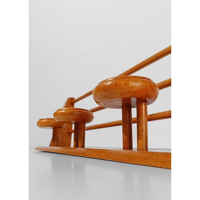 Mid 20th Century Italian Blonde Wooden Wall Coat Rack and Hat Stand by Fraber, 1960s For Sale - Image 13 of 18