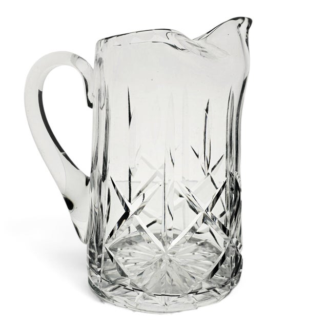 Glass Late 20th Century Royal Brierley Ascot Hand Cut Lead Crystal 32 Oz Ice Lip Pitcher For Sale - Image 7 of 12