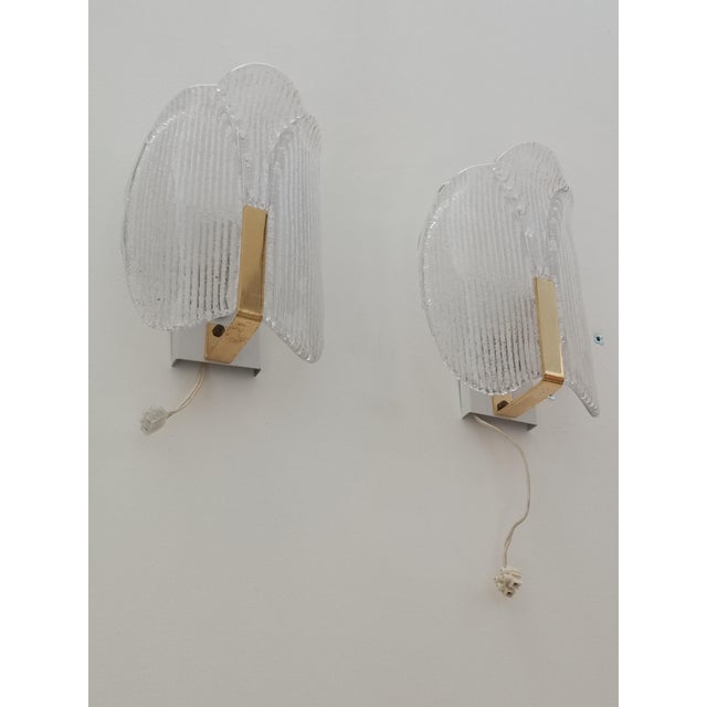 Orrefors Wall Sconces attributed to Carl Fagerlund for Orrefors, 1970s, Set of 2 For Sale - Image 4 of 15