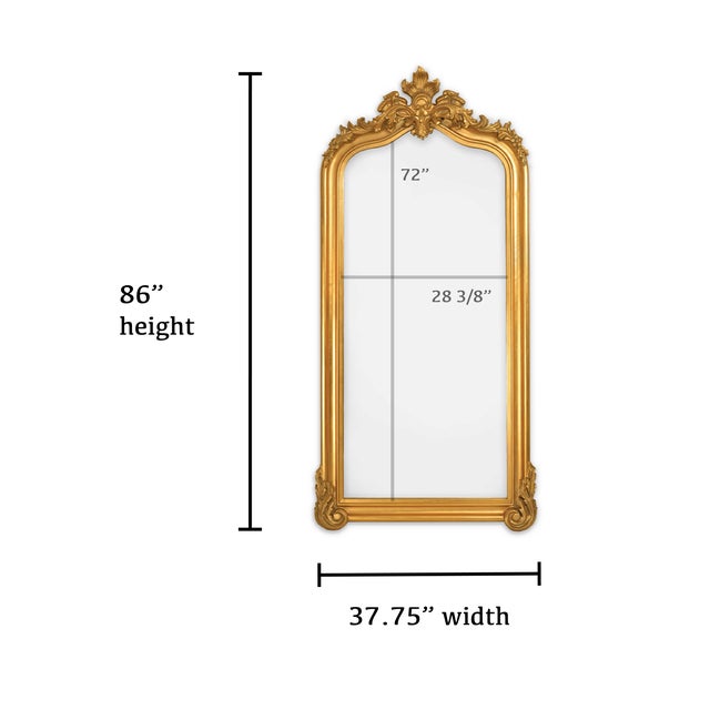 Blenheim Gold Crown Arched Full Length Floor Mirror