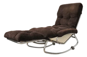 French Tubular Rocking Chair with Chrome Frame from Lama, 1970s