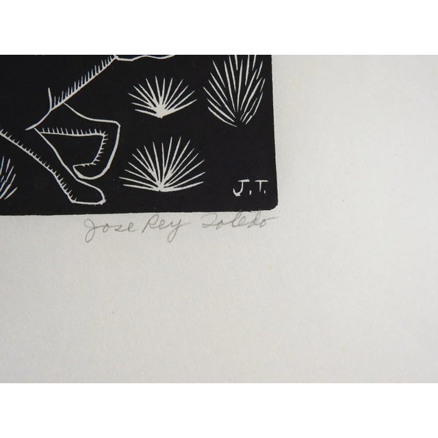 Vintage mid 20th century woodcut on thin paper by Jose Rey Toledo (1915-1994) Native American, Jemez Pueblo, New Mexico....