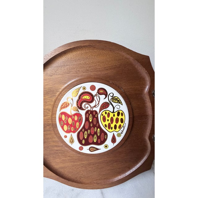 Brown Vintage Fred Press Mid-Century Modern Wooden Serving Tray and Cheese Board For Sale - Image 8 of 13
