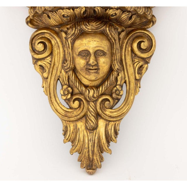 Late 20th Century Baroque Style Gilt Masque Wall Appliques, Pair For Sale - Image 5 of 8