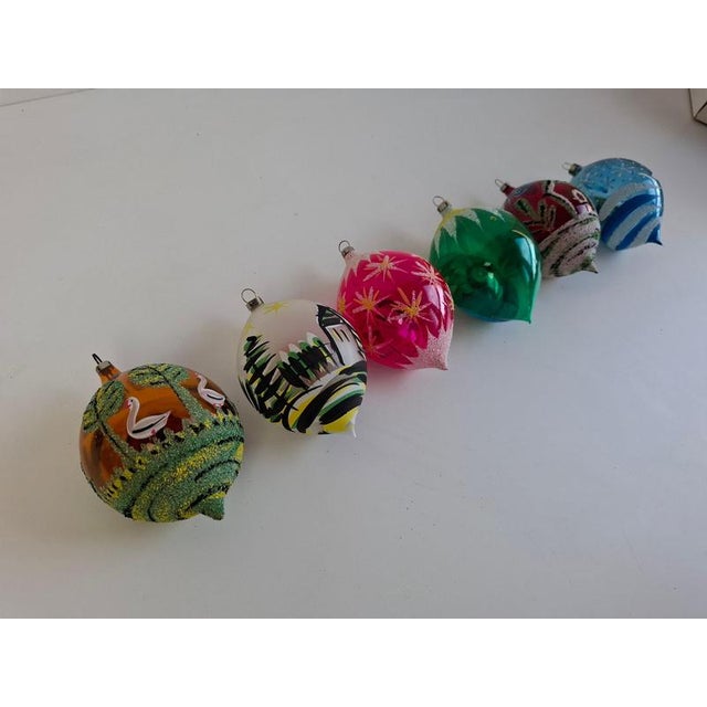 1960s Vintage Czechoslovakian Glass Christmas Diorama Ornaments, 1960, Set of 6 For Sale - Image 5 of 18