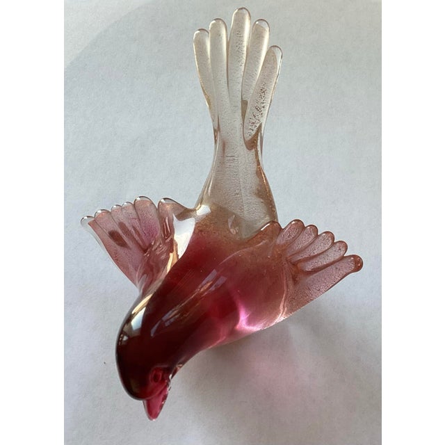 Murano Red With Gold Flakes Bird Attraction to Barbini For Sale - Image 9 of 12