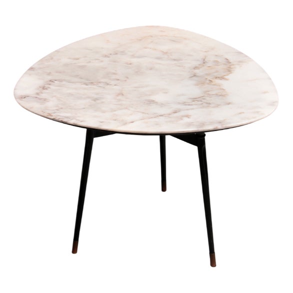 Small Marble and Brass Accent Table, 1960 For Sale