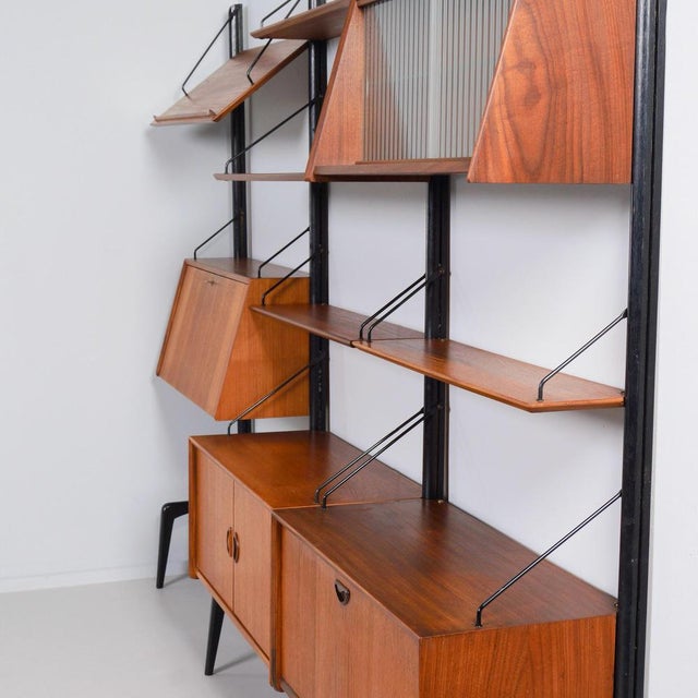 1960s Wall Unit with Secretaire by Louis van Teeffelen for Wébé, 1960s For Sale - Image 5 of 12